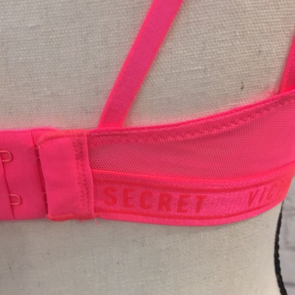 NWT Victoria’s Secret High Neck Neon Pink Lace Bra - Picture 5 of 8